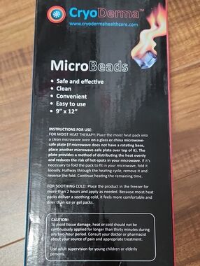 NWT CryoDerma MicroBeads Moist Heat/Cold Pack - 9"×12"